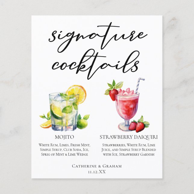 Cuban Cocktails Mojito Strawberry Daiquiri Menü (Vorderseite)