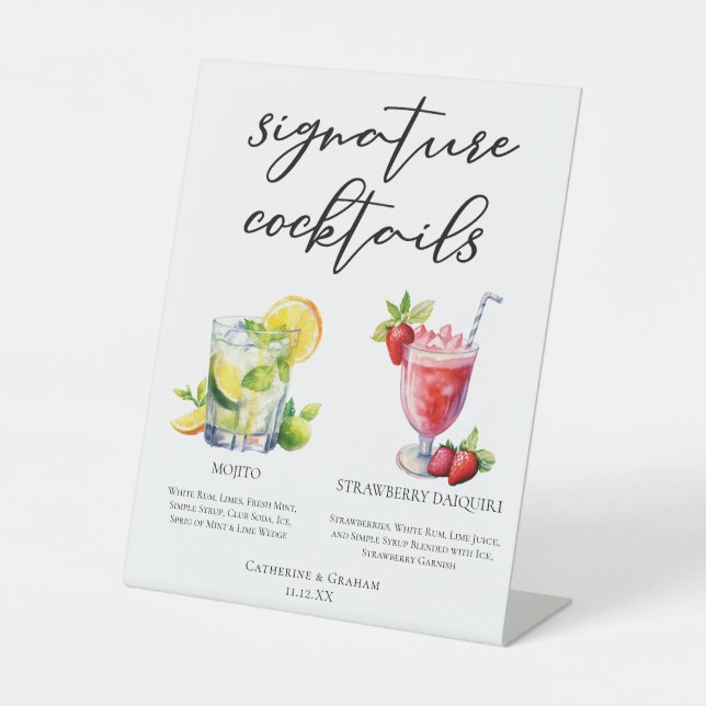 Cuban Cocktails Mojito Strawberry Daiquiri Menü Sockelschild (Vorderseite)