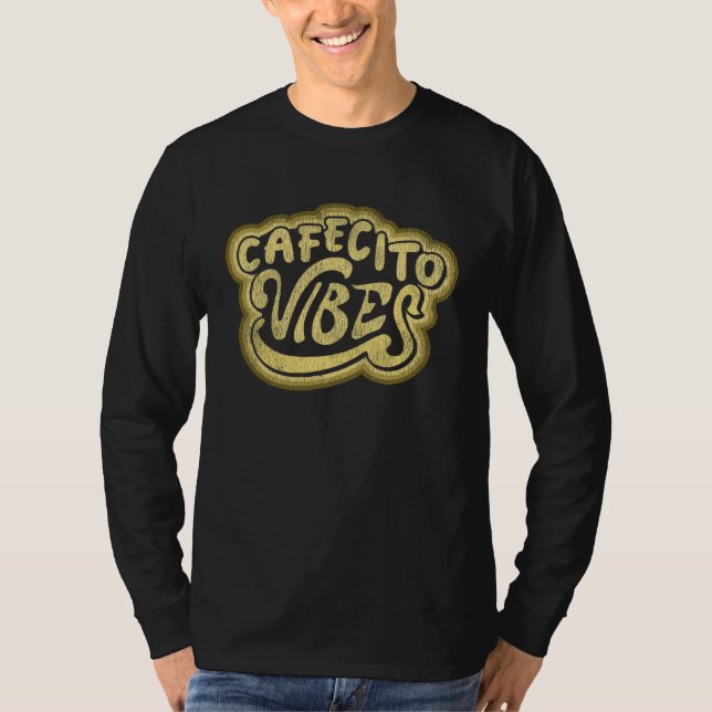 Cuban Coffee Cafecito Vibes Distressed Look Graphi T-Shirt (Vorderseite)