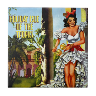 Cuban Dancer Vintage Travel Fliese