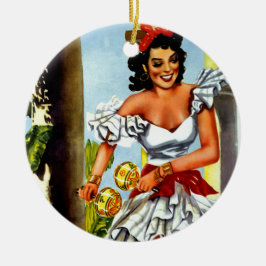 Cuban Dancer Vintage Travel Keramikornament