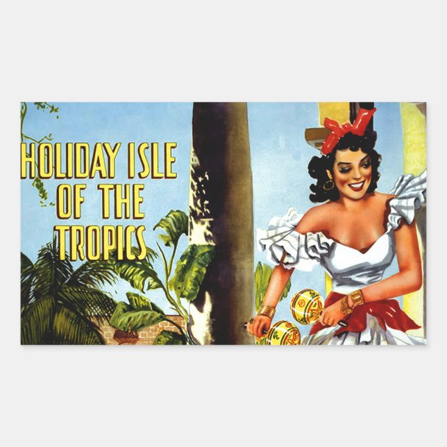 Cuban Dancer Vintage Travel Rechteckiger Aufkleber (Vorderseite)