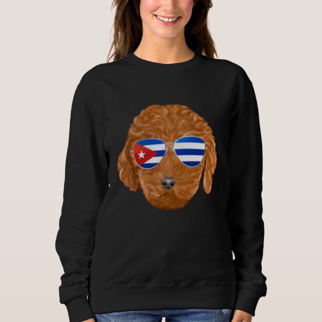 Cuban Flag Brown Poodle Dog Cuba Pocket Sweatshirt (Vorderseite)