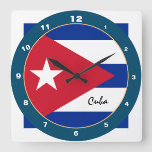 Cuban Flag & Cuba trendy fashion /design clock Quadratische Wanduhr