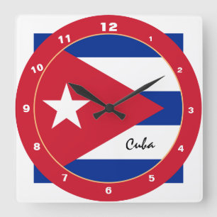 Cuban Flag & Cuba trendy fashion /design clock Quadratische Wanduhr