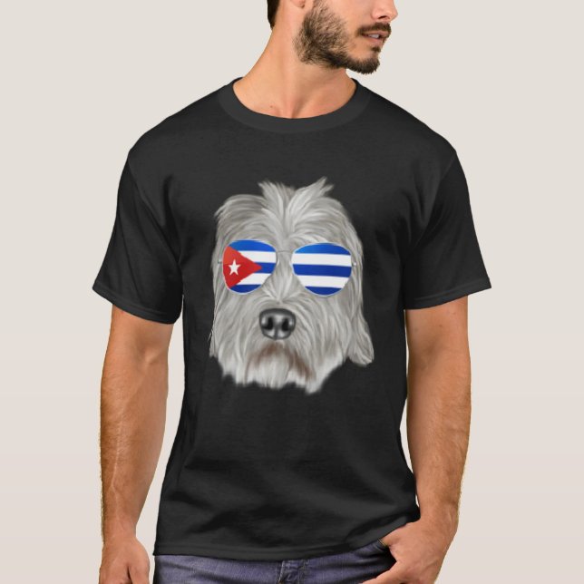 Cuban Flag Dandie Dinmont Terrier Dog Cuba Pocket T-Shirt (Vorderseite)