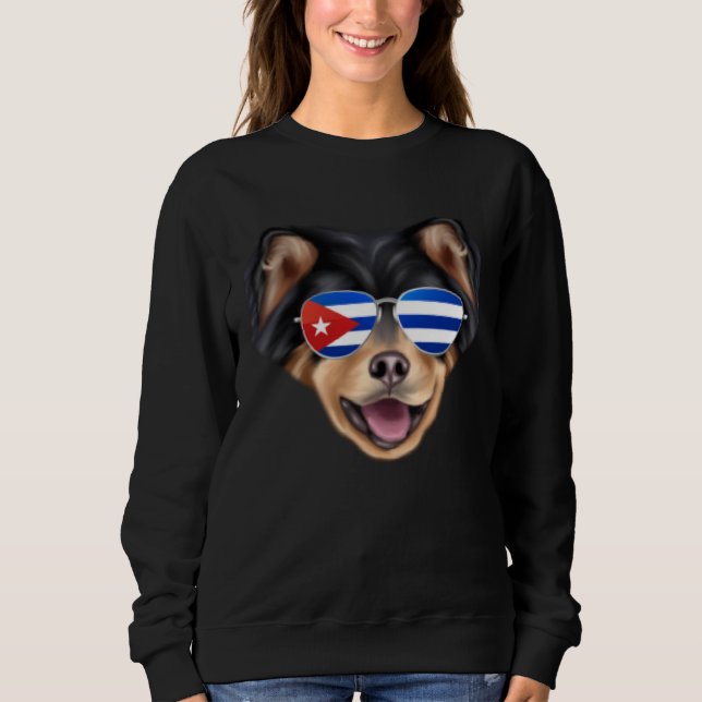 Cuban Flag Finnish Lapphund Dog Cuba Pocket Sweatshirt (Vorderseite)