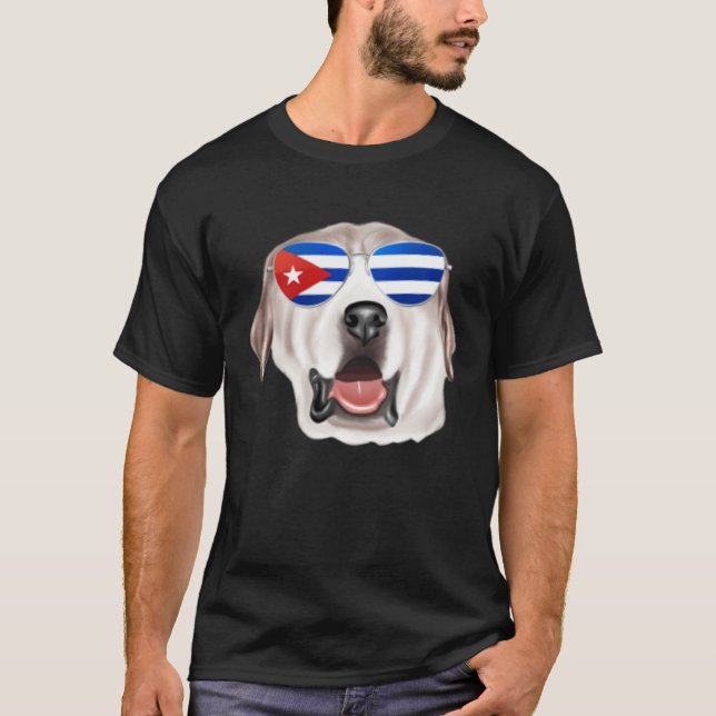 Cuban Flag Great Pyrenee Dog Cuba Pocket T-Shirt (Vorderseite)