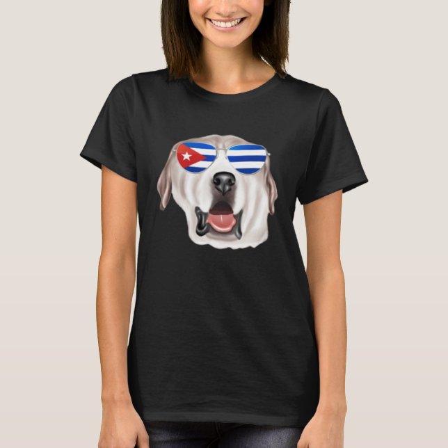 Cuban Flag Great Pyrenee Dog Cuba Pocket T-Shirt (Vorderseite)