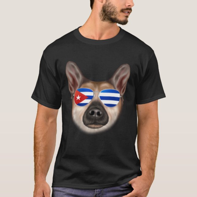 Cuban Flag Norwegian Buhund Dog Cuba Pocket T-Shirt (Vorderseite)