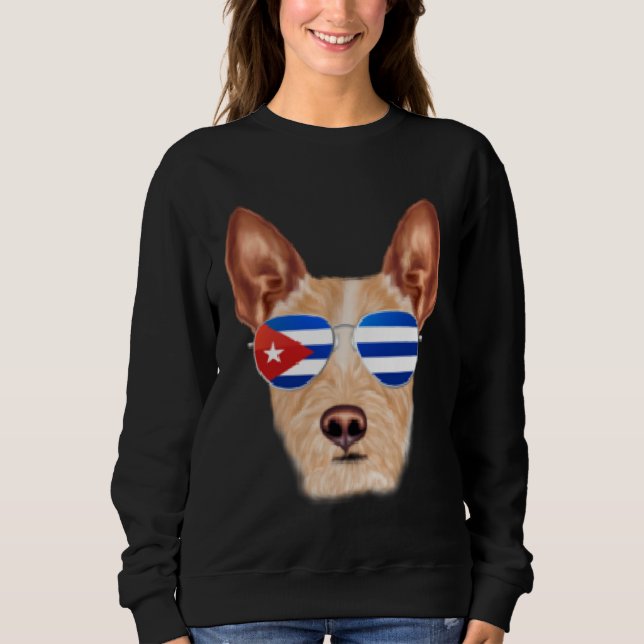 Cuban Flag Portuguese Podengo Pequeno Dog Cuba Poc Sweatshirt (Vorderseite)