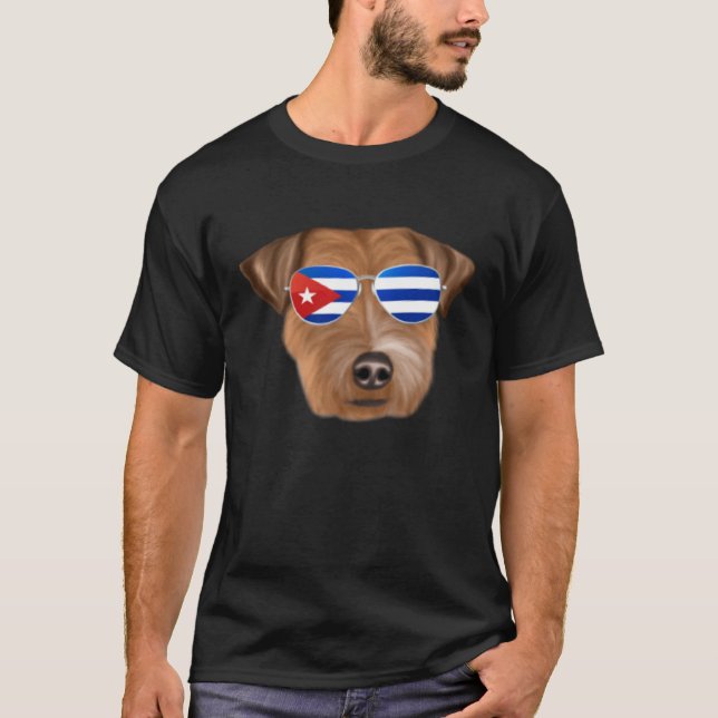 Cuban Flag Russell Terrier Dog Cuba Pocket T-Shirt (Vorderseite)