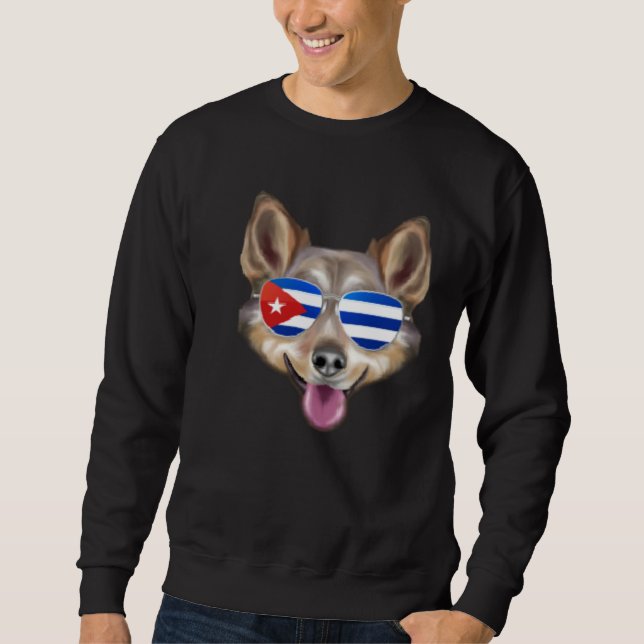 Cuban Flag Swedish Vallhund Dog Cuba Pocket Sweatshirt (Vorderseite)