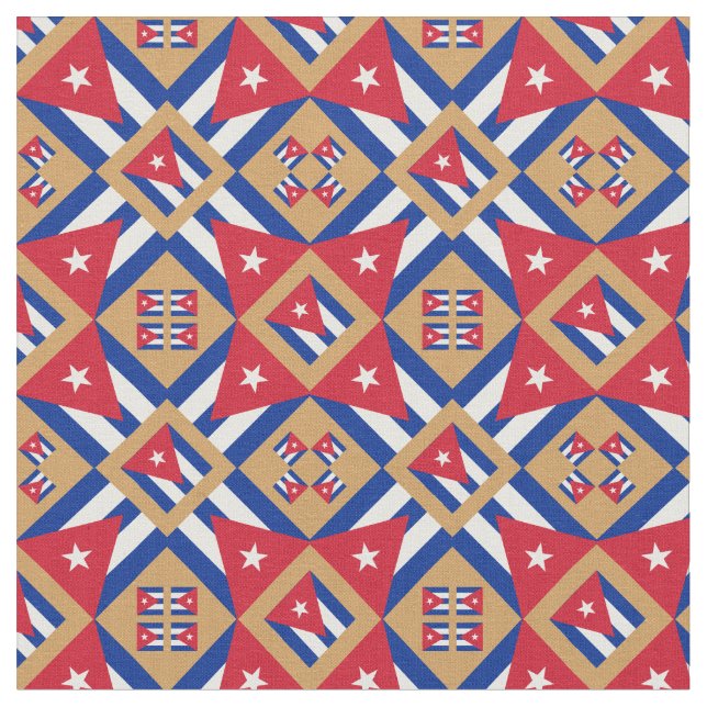 Cuban Flag & Trendy Cuba Fabric Mode GLD Stoff (Nahaufnahme)