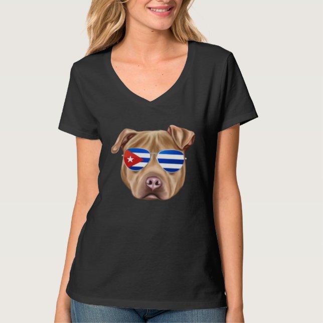 Cuban Flag Usa Staffordshire Terrier Dog Cuba Pock T-Shirt (Vorderseite)