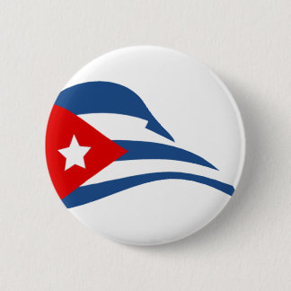 Cuban Flapping Flag Round Button Pin