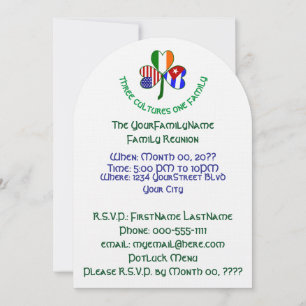 Cuban Irish USA Kleeblatt Family Wiedersehen Einladung