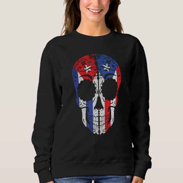 Cuban Puerto Rican Sugar Skull Cuba Puerto Rico Fl Sweatshirt (Vorderseite)