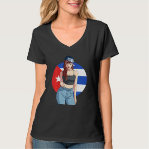Cubana Strong Latin Girl Patria Cuba Flag Pride Sw T-Shirt