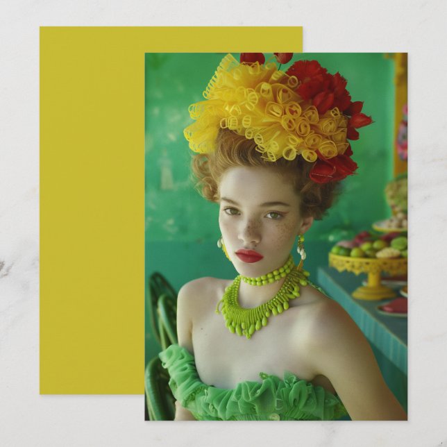 Cubana Verde Amarillo Einladung (Vorne/Hinten)