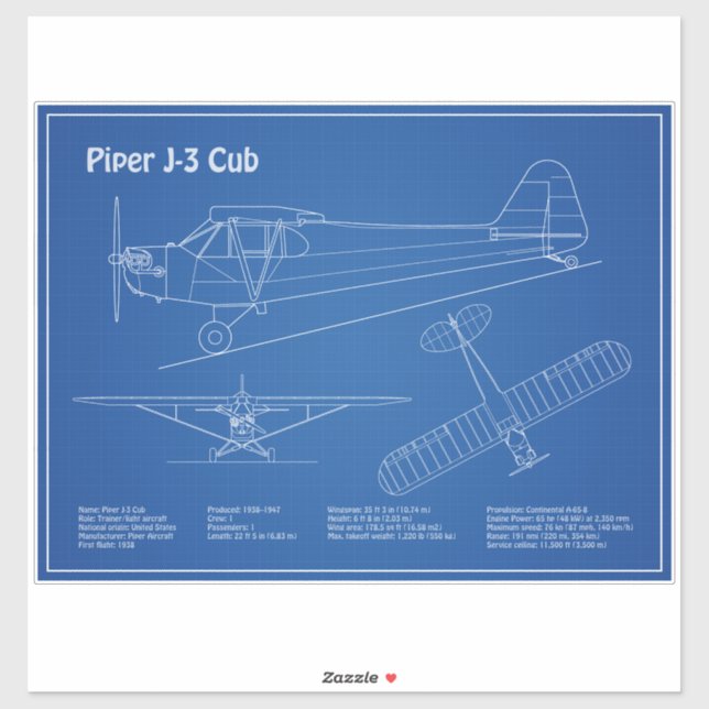 Cube Airplane - Airplane Blueprint Plans AD Aufkleber (Blatt)
