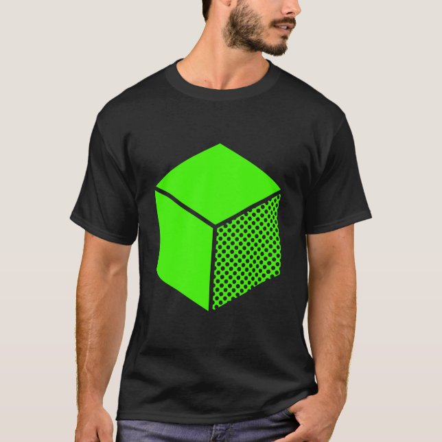 Cube - Chartreuse Green auf Dunkel T-Shirt (Vorderseite)