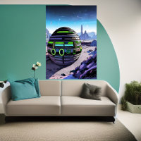 Cube Gebäude auf dem Planeten Alien | AI Art Poste