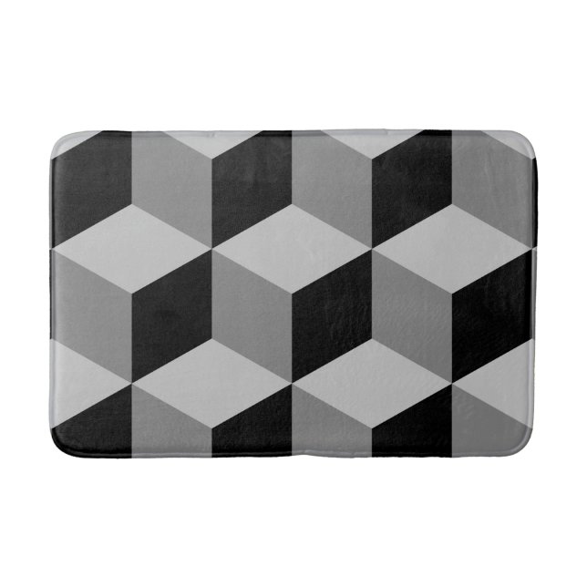 Cube Large Pattern Black & Grays Badematte (Vorderseite)