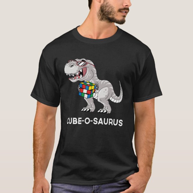 Cube o saurus  Competitive Speed Cubing Dinosaur T-Shirt (Vorderseite)