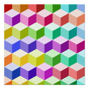 Cube Pattern Multicolored Poster