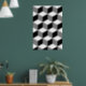 Cube Pattern Schwarz-weiß & grau Poster (Living Room 1)