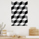 Cube Pattern Schwarz-weiß & grau Poster (Kitchen)