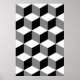 Cube Pattern Schwarz-weiß & grau Poster (Vorne)