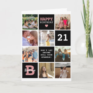 Cube Personalisiert Text & Foto Grid Geburtstag Karte