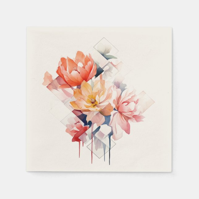 Cubes&Flowers: Personalized Wedding Napkins Serviette (Vorderseite)