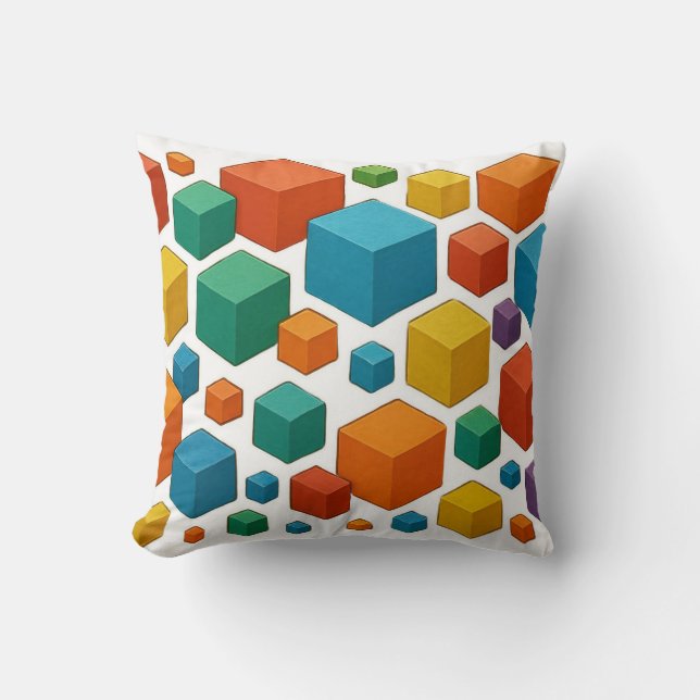 Cubes galore on white Throw Cushion Kissen (Vorderseite)