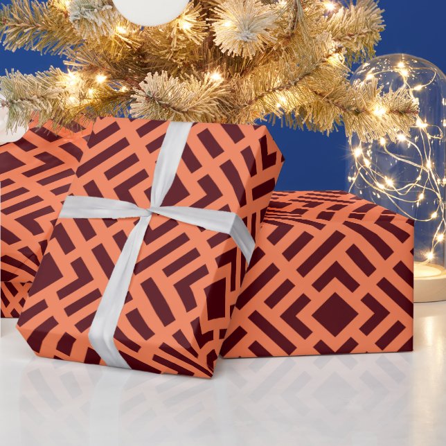 Cubes Orange Brown Minimal Muster Geschenkpapier (Feiertage)