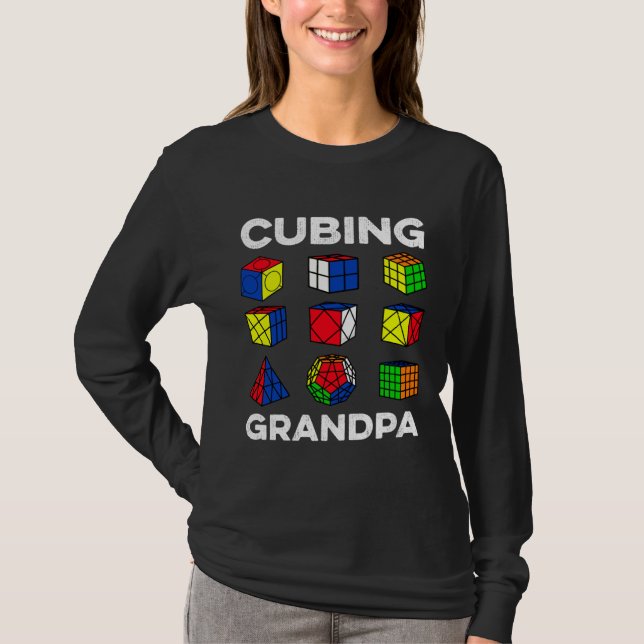 Cubing Grandpa Speedcubing Speedsolving Cuber T-Shirt (Vorderseite)