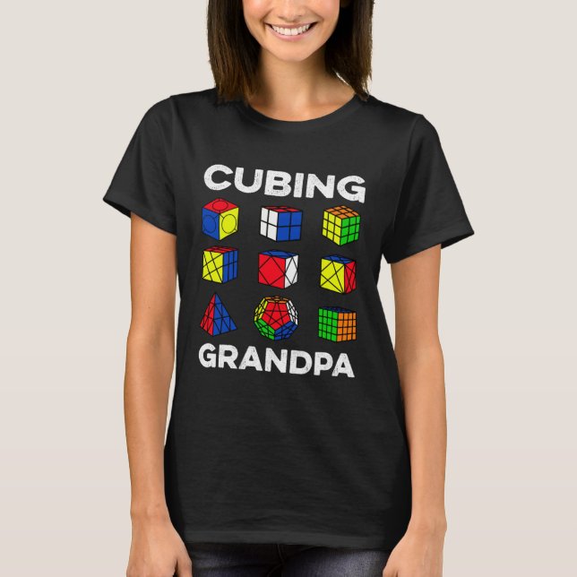 Cubing Grandpa Speedcubing Speedsolving Cuber T-Shirt (Vorderseite)