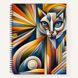 Cubism Cat Design Bullet Line Notebook Notizbuch