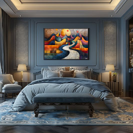 Cubismo: Camino de Colores hacia los Paisajes Abst Poster