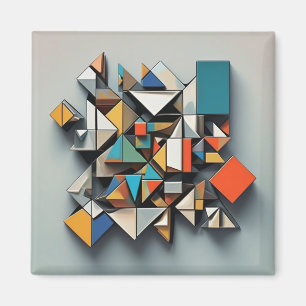 Cubismus Abstrakt Art Colorful Dynamic Unique Magnet