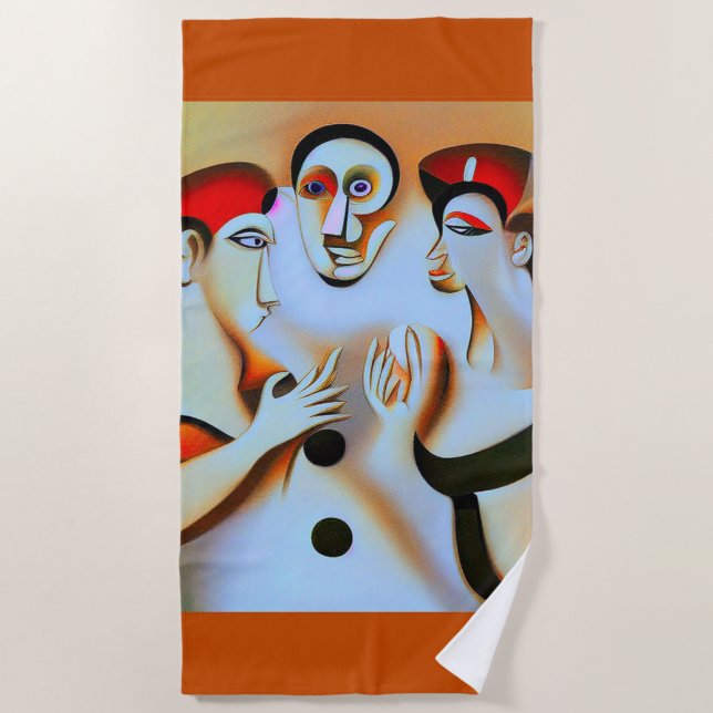 Cubist Art Cotton Beach Handtuch (Vorderseite)