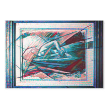 Cubist Art Deco Bly Dancer in Lila & Blue