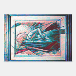 Cubist Art Deco Bly Dancer in Lila & Blue Geschenkpapier Set