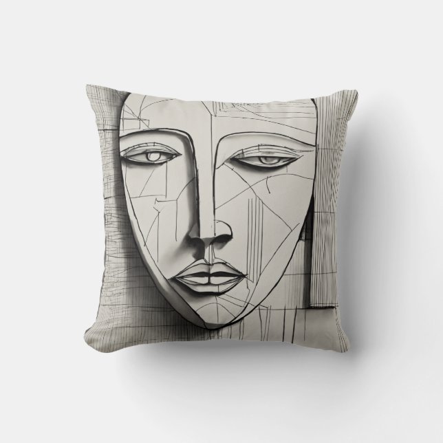 Cubist Art Throw Kissen - Modernes, abstraktes Des (Vorderseite)