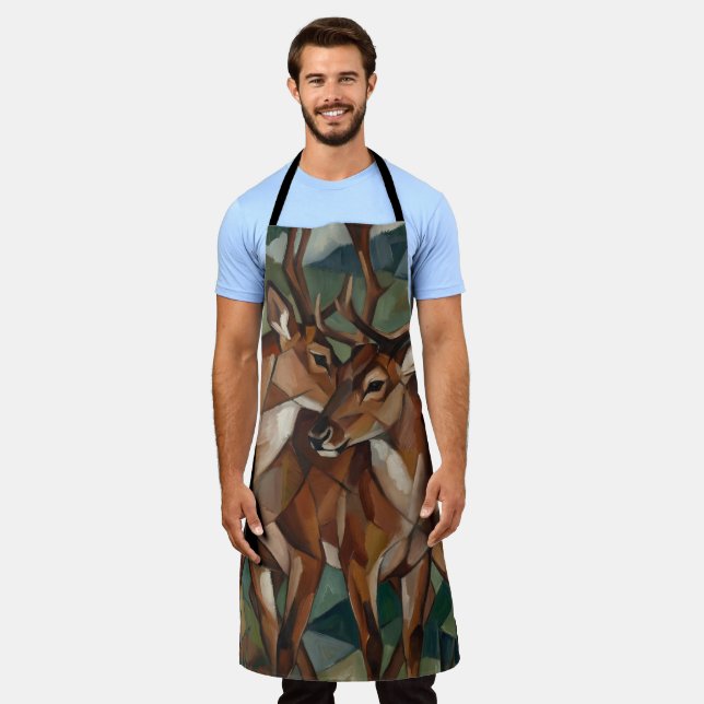 Cubist Expressionst Style Reindeer Apron Schürze (Getragen)