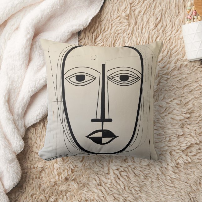 Cubist Face Art Throw Kissen - abstraktes Design (Decke)