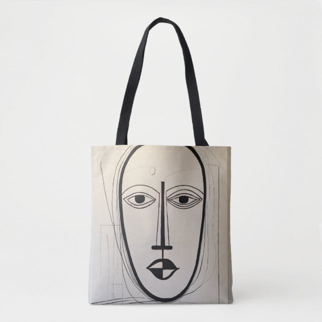 Cubist Face Art Tote Bag - Einzigartiges abstrakte (Vorderseite)