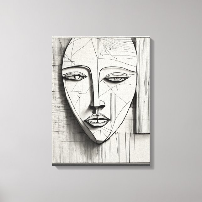 Cubist Face Stretched Canvas Print Leinwanddruck (Vorderseite)
